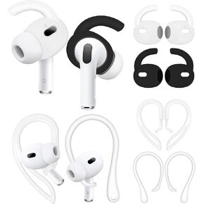 4 Pairs Anti Slip Kit Compatible with AirPods Pro 2, Silicone Sport Ear Hooks and 360° Rotation Adjustable Length Outdoor Earhooks Grip Ear Tips Wing Buds Holder for AirPod Pro 2nd - 4X1