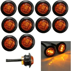 3/4" Round LED Underbody Rock Front Rear Side Marker Indicators Light Waterproof 12V for Car Truck Trailler ATV Boat Light, Pack of 10 (white)