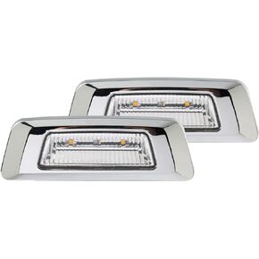 2PCS Side Marker LED Light Fits for Kenworth T680 T880 2013-2021 Clear Lens Chrome Bright Amber Full LED Fender Marker Light Driver and Passenger Side