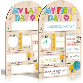 Wooden First and Last Day of School Chalkboard Double-Sided Cute Back to School Board Sign Reusable Erasable Photo Prop for Students from Pre-K to College