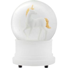 Elanze Designs Pearl White Unicorn 100MM Sturdy Wind Up Musical Glitter Water Snow Globe Tabletop Dresser Nightstand Figurine Decoration Plays Tune You are My Sunshine