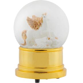 Elanze Designs Pearl White Unicorn 100MM Sturdy Wind Up Musical Glitter Water Snow Globe Tabletop Dresser Nightstand Figurine Decoration Plays Tune You are My Sunshine