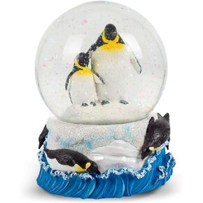 Elanze Designs Playful Penguins Family Mother Daughter Winter Snow Ocean Tabletop Figurine 100MM Sturdy Wind Up Musical Glitter Water Snow Globe Plays Tune Born Free