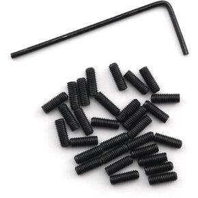 30PCS M3x6 Metric Black Guitar Bridge Saddle Height Adjustment Screws Stainless Steel Guitar Bridge Saddle Height Adjustment Screws for FD Stratocaster/Telecaster