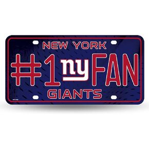 Rico Industries NFL #1 Fan Metal License Plate Tag, New York Giants