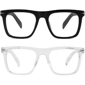 Gleyemor Blue Light Glasses for Men Women Trendy Square Frame Blue Light Blocking Lens Computer Glasses
