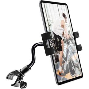 Exercise Bike iPad Holder for Peloton, Gooseneck Treadmill iPad Mount - Spin Bike Handlebar for Indoor Stationary Bicycle, Elliptical, Stroller for iPad, iPhone, Galaxy Tab/Z Fold, Kindle, 4.7-12.9"