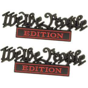 2 Pack We The Edition Emblem 3D Fender Badge Decal Car Truck Replacement for Universal Vehicle, Car, Truck, SUV Black Red