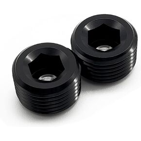 Aluminum 1" 1 inch NPT Male Thread Allen Head Socket Pipe Plug Fitting, Black, Pack of 2