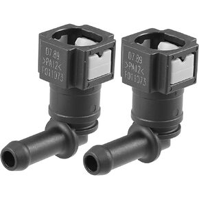 X AUTOHAUX 2pcs Fuel Line Quick Connect 90 Degree Push-On Single Barb Fuel Hose Adapter Connector for 5/16 to 5/16 Rubber Tubing