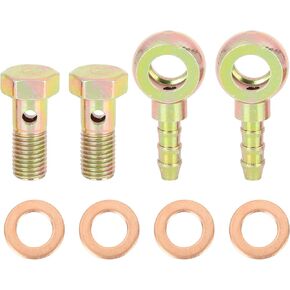 X AUTOHAUX 8mm Banjo Hose Barb Bolt Fittings Metal for Motorcycle Car 2 Sets
