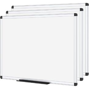 لوح المسح الجاف من VIZ-PRO، ميلامين، 24 × 18 بوصة، 3 عبوات، إطار من الألومنيوم الفضي in Kuwait