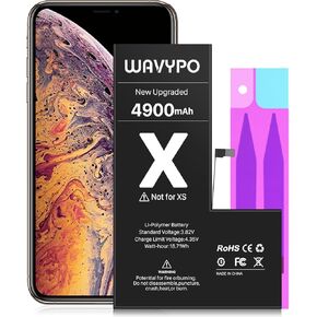WAVYPO Battery for iPhone X, 4900mAh Upgraded High Capacity New Version 0 Cycle Battery Replacement for iPhone X Battery A1865, A1901, A1902 and Instruction (No Tools) in Kuwait