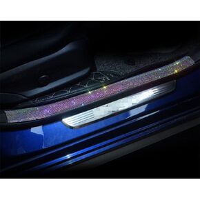Car Bumper or Bling Rhinestone Door Entry Guard Sticker Crystal Threshold Plate Sticker Stylish Exterior Accessories (2 Pcs)