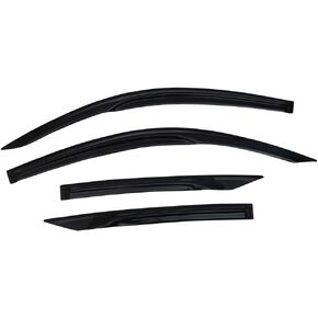 IKON MOTORSPORTS Tape On External Window Visor, Compatible with 2016-2020 Honda Civic 10th Generation 2 Door Coupe, Transparent Smoke Tinted MU 4P Style Air Deflector Sun Shade Rain Guard Wind Vent