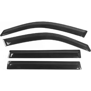 IKON MOTORSPORTS Tape On External Window Visor, Compatible with 2003-2008 Honda Pilot, Slim Style Acrylic Black Sun Rain Wind Guards Cover 4Pcs Set