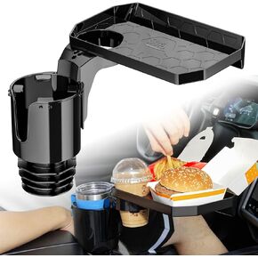kemimoto All Purpose Cup Holder Expander with Tray, Large Cup Holder Adapter with Eating Table, Compatible with Hydroflasks Yeti Water Bottle, Universally Fits Vehicles, RV, Golf Cart, Car