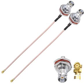 BNC IPX MHF Bulkhead Waterproof Coax Cable BNC Female to U.FL IPX IPEX-1 Coaxial Cable 8inch(20cm) RG178 Pigtail Jumper Cable BNC UFL Mini PCI 50ohm for PCI WiFi Card Wireless Router 2 Pack