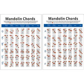 VICASKY Mandolin Chord Chart Poster, Mandolin Note Chart Decals Finger Guide Instructional Sheet for Comprehensive Reference Guide of Easy Chord Diagrams, Fingerings 11.00X8.25inch
