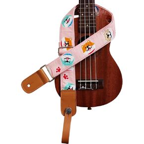 MUSIC FIRST التصميم الأصلي "Pink Shiba Inu Dog" ناعم من الموسلين والجلد الطبيعي حزام القيثارة حزام الكتف مع خزانة حزام من الجلد الطبيعي in Kuwait