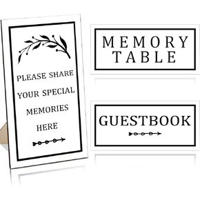 3 PCS Celebration of Life Decoration Wooden Funeral Table Signs Wood Share Memory Sign Guest Book Funeral Memorial Table Condolence Sign for funeral decorations celebration of life