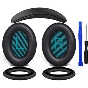SOULWIT Ear Pads Cushions + Headband + Silicone Earpads Cover, Replacement Kit for Bose QuietComfort 25(QC25)/SoundLink Around-Ear II(SoundLink AE2)/SoundTrue Around-Ear II(SoundTrue AE 2) - Black