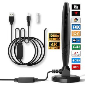 Digital TV Antenna, HDTV Antenna Indoor with Strong Magnetic Base, 39dBi High Gain TV Antenna for Smart TV Indoor Outdoor, Support 4K 1080p for All Older/Smart TV - 16.40ft Coax HDTV Cable