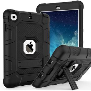 TIMISM Case with Sturdy Kickstand, 3 in 1 Heavy Duty Shockproof Hybrid Three Layer Protective Cover for iPad Mini 1st 2nd 3rd Generation, Black