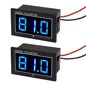 2pcs 0.56"Waterproof Battery Monitor 12V 24V 36V 48V 60V 72V,Golf cart LED Digital Volt Meter Battery Meter Gauge Voltage Display DC5-130V Apply to Golf Cart Car Cars, Boats Voltage Monitor (Red)