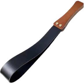 Riding Crop for Horse, Double Layer Leather with Anti-Slip Wooden Handle Equestrian Crop (18.3 inch)