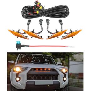 RACOONA 4 PCS Led Grille Lights,Led Amber Lights with Fuse and Instruction,Car Accessories LED Front Grille Lights Front Grille Daytime Running Lamps for SR5,Off-Road