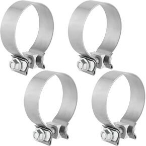 4 Pack 3 Inch Exhaust Clamps, Narrow Band, Stainless Steel Exhaust Clamp Muffler Clamp Exhaust Resonator for 3" Inner Diameter Exhaust Manifold, Tip, Flex Pipe, Turbo Downpipe