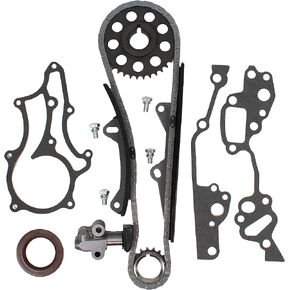 CNS (96 Links - Single Row) HD Heavy Duty Timing Chain Kit (2 HD Metal Steel Guide Rails & Bolts) Compatible with 85-95 Toyota 2.4L 4Runner Pickup Celica 4-Cylinder 22RE 22REC 22RTEC