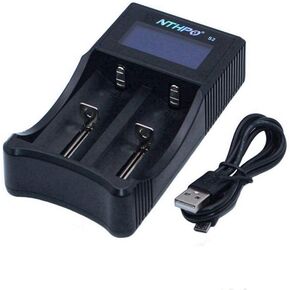 Universal Battery Charger S2 LCD Display Smart Intelligent Charger for Rechargeable Li-ion Batteries 26650 22650 18650 18490 18350 17670 17500 16340(RCR123) 14500 10440 Ni-MH Ni-CD AA AAA
