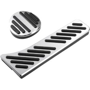 Motoforti Brake and Accelerator Pedal Covers, for Mercedes Benz Smart Fortwo 2009-2014, Metal, Black Silver Tone, 1 Set