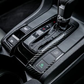 Thenice for 10th Gen Civic Gear Boots Trims CVT Automatic Transmission Shift Panel Stickers for Honda Civic Sedan Hatchback Coupe 2021 2020 2019 2018 2017 2016 -Carbon Fiber Grain