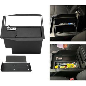 HECASA Center Console Safe Storage Box Compatible with 2015-2022 Ford F150 Raptors F250 F350 Console Vault Super Duty Powder Coated Steel