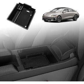 BestEvMod for Ioniq6 Lower Center Console Organizer Tray Storage Box Armrest Accessories ABS Material Compatible with Hyundai Ioniq 6 Accessories 2023 2024