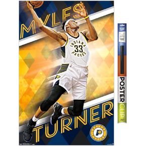 Trends International NBA Indiana Pacers-Myles Turner 17 Wall, 22.375" x 34", Poster & Mount Bundle