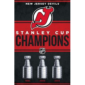 Trends International NHL New Jersey Devils - Champions 23 Wall Poster, 22.37" x 34.00", Mahogany Framed Version