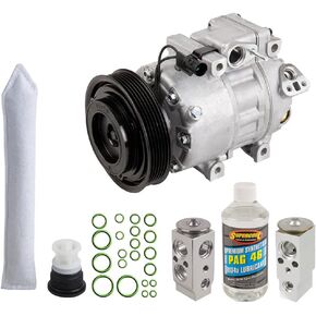 AC Compressor & A/C Kit For Hyundai Santa Fe V6 2007 2008 2009 - Includes Drier, Expansion Valve, PAG Oil & O-Rings! - BuyAutoParts 60-82345RK New