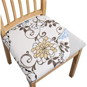 SPRINGRICO Waterproof Seat Covers for Dining Room Chair Set of 2 Washable Seat Cushion Slipcovers Kitchen Chair Covers (2 Pack, Waterproof Beige Light)