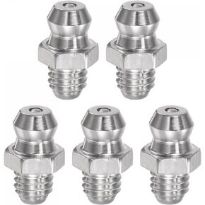 uxcell 304 Stainless Steel Straight Grease Fitting M6 x 1mm Thread Hydraulic Grease Fitting Accessories, 5Pcs