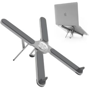 Laptop Stand for Desk Aluminum.FOUSIUTIM 7-Adjustable Height Laptop Cooling Stand.Laptop Riser Withstands About 20kg. Portable Laptop Stand Folds Up with a Carry Pouch. As Book Stand,iPad Stand(Gray)
