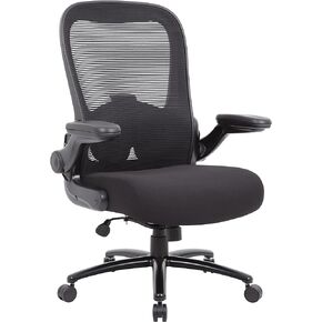 Boss Office Products Heavy Duty Flip Arm Mesh Task Chair 400-lb. Weight Capacity in Black