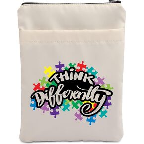 VAMSII Autism Book Sleeve Think Differently Book Sleeve Autism Teacher Book Protector（Think Differently）