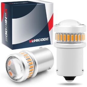 VehiCode 12V/24V 5009 RY10W 12093 LED لمبة كهرمان 3000K أصفر 7507 PY21W 12496 BAU15S جهاز عرض بديل صغير لسيارة دراجة نارية سكوتر كهربائي بدوره مصباح إشارة الضوء الوامض (2 حزمة) in Kuwait