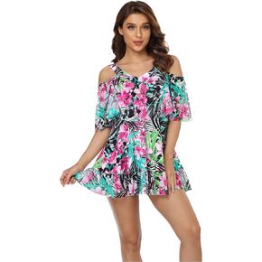 BIMEI Pocketed Swimwear Mastectomy Swimsuit Off-Shoulder one-Piece Women's Swimsuit Ruffled2188