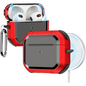 غطاء حافظة AirPods الجيل الثالث مع مجموعة منظف، حافظة Apple AirPods 3rd مع غطاء مغناطيسي، متوافق مع MagSafe، غطاء حماية قوي من السقوط لـ AirPods 3(2021) مع سلسلة مفاتيح - أسود