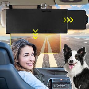 Car Visor Extender, Polarized Sun Visor Multifunctional Retractable Polycarbonate HD Automotive Sunshade Blocker for Car Anti-Glare, Uv, Fog and Snow Blindness 13" (Black) (FILBA-002) in Kuwait